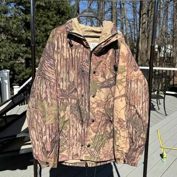 Vintage Realtree Camp Gore-Tex Jacket 10X Rainwear Waterproof Mens 2XL Hooded - Picture 1 of 8